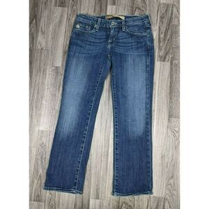 Big Star Women Size 26 Rikki Style Low Rise Embroidered Cropped Denim Blue Jeans